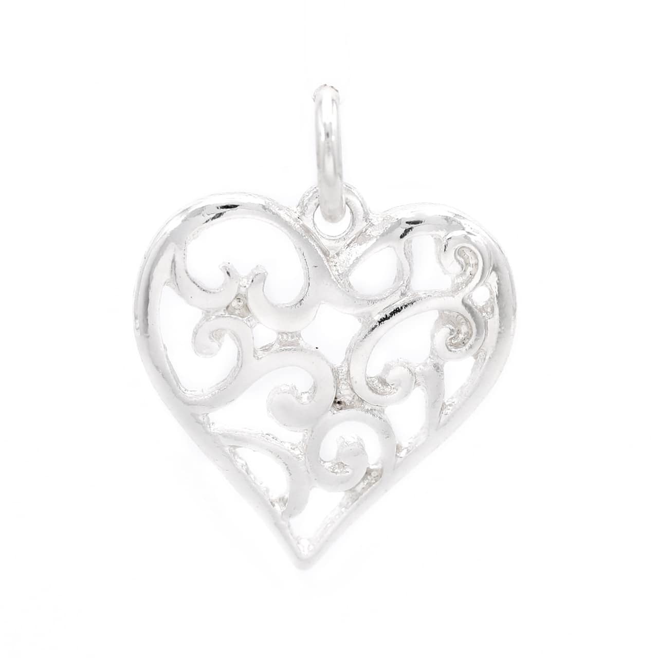 12 Pack: Silver Plated Heart Scroll Charm by Bead Landing™